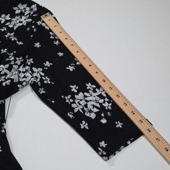 Papa Vancouver Tunic Womens L Black Floral Layered 3/4 Sheer Sleeves Lagenlook - Picture 6 of 16